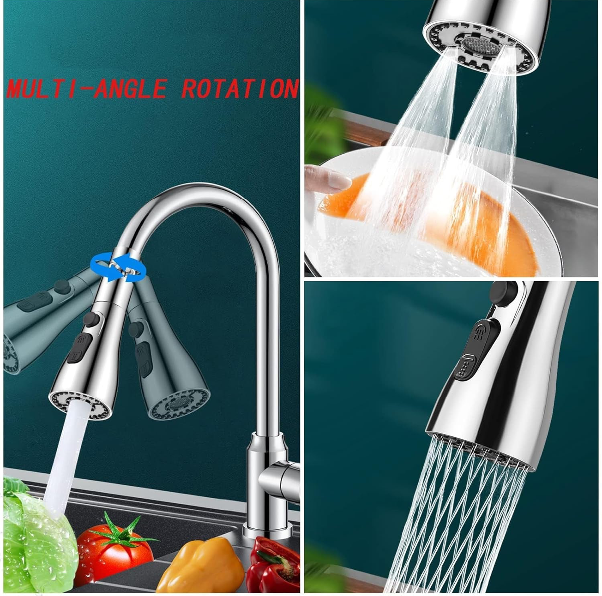 Kitchen Faucet 3 Function Pull Down Spray | Water Saving Tap Attachment India